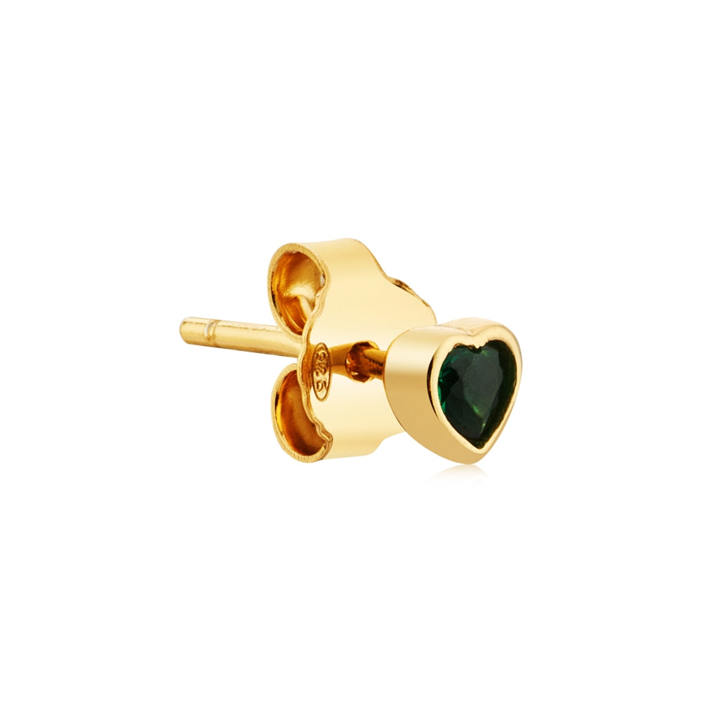 Argento Gold Green Heart Crystal Stud Earrings