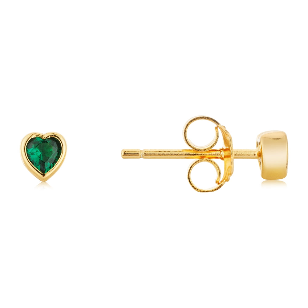 Argento Gold Green Heart Crystal Stud Earrings