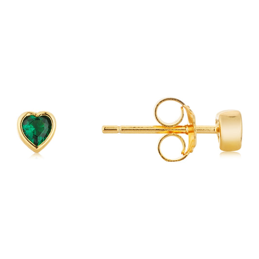Argento Gold Green Heart Crystal Stud Earrings