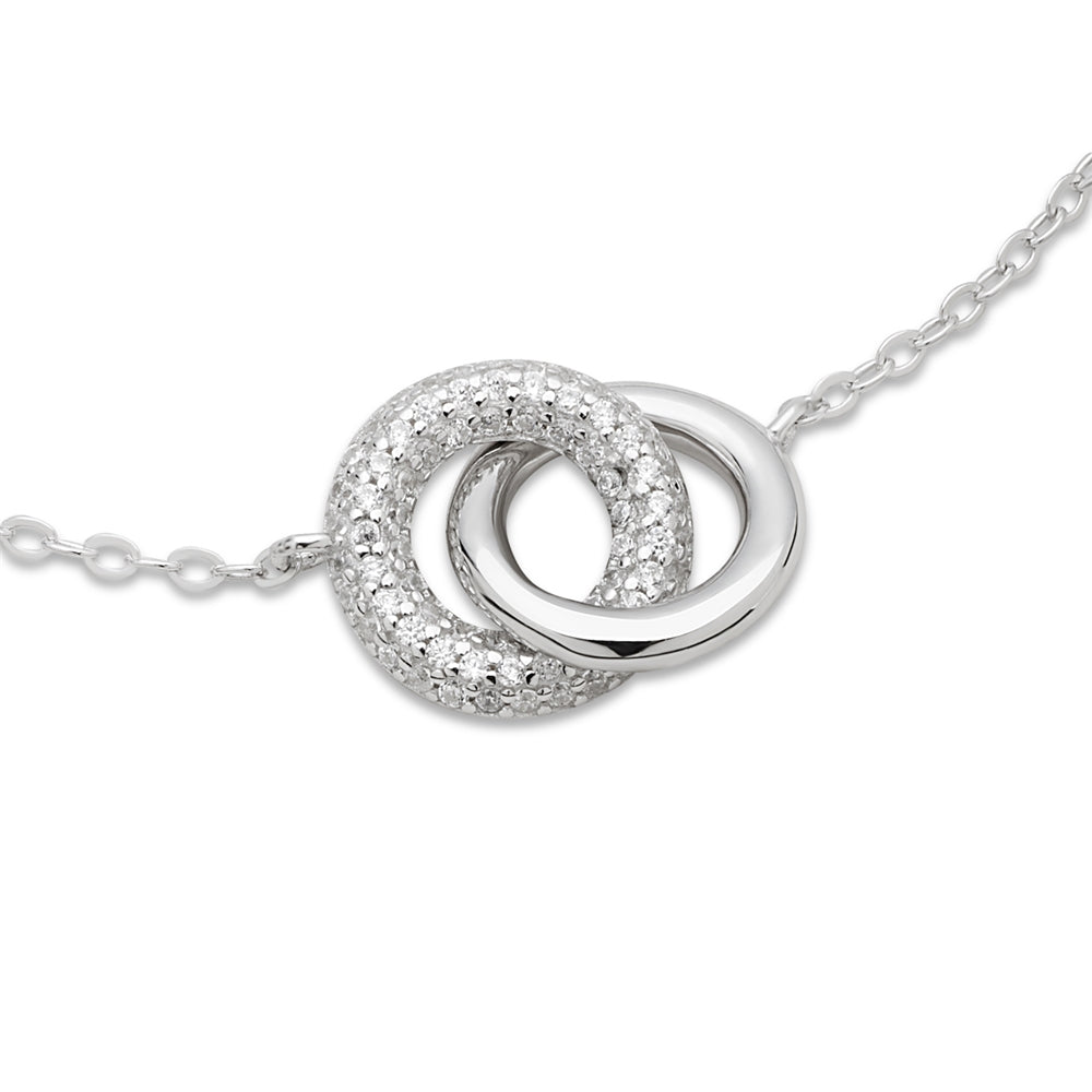 Argento Silver Circle Link Pavé Bracelet