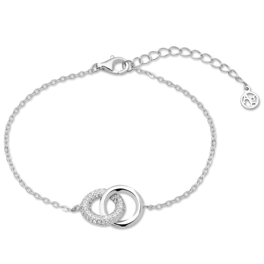 Argento Silver Circle Link Pavé Bracelet