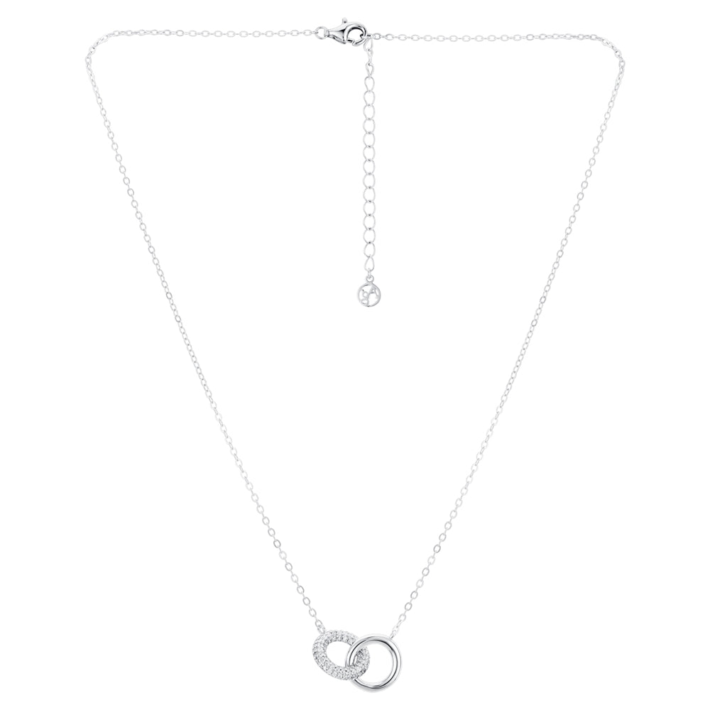 Argento Silver Circle Link Pavé Necklace