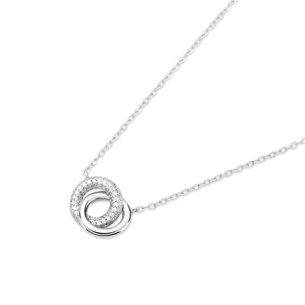 Argento Silver Circle Link Pavé Necklace