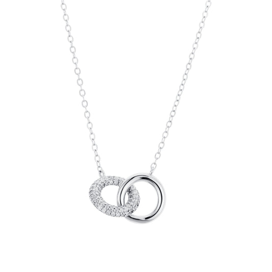 Argento Silver Circle Link Pavé Necklace