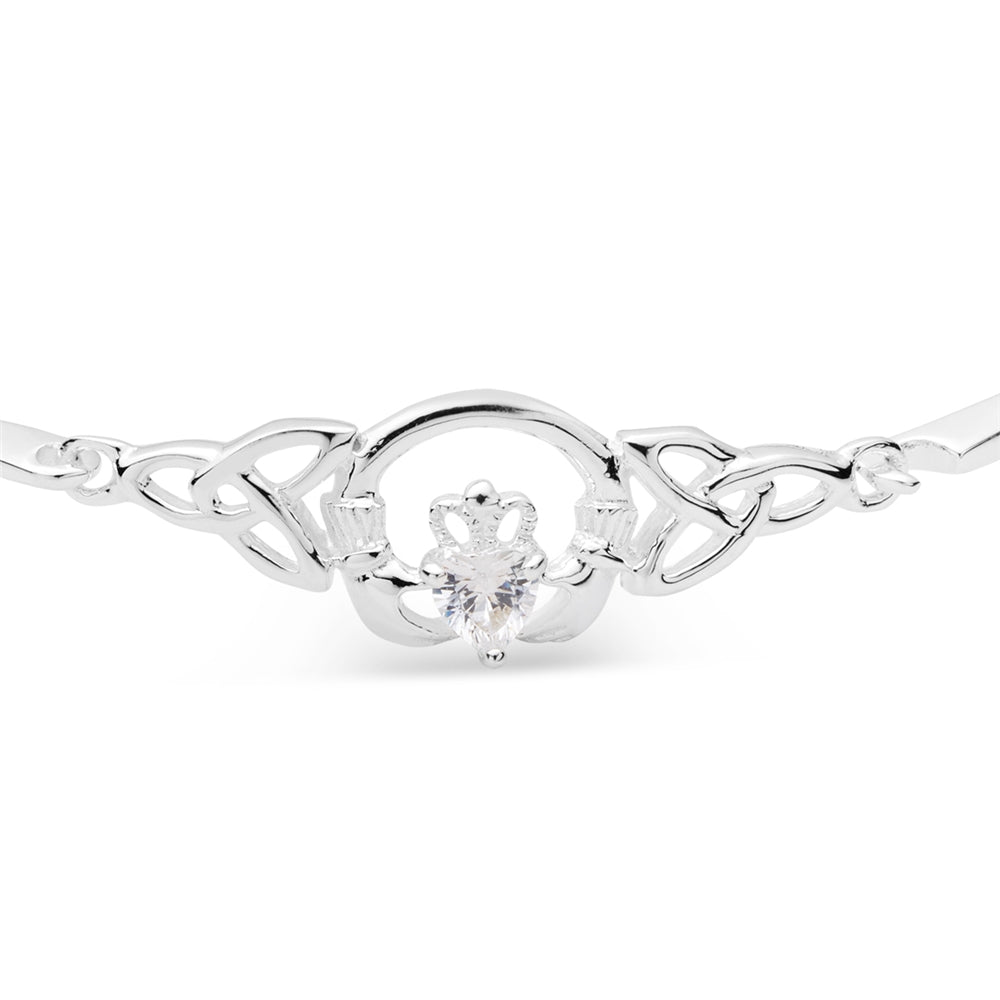 Argento Silver Celtic Knot Claddagh Bangle