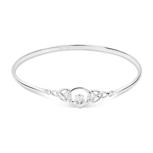 Argento Silver Celtic Knot Claddagh Bangle