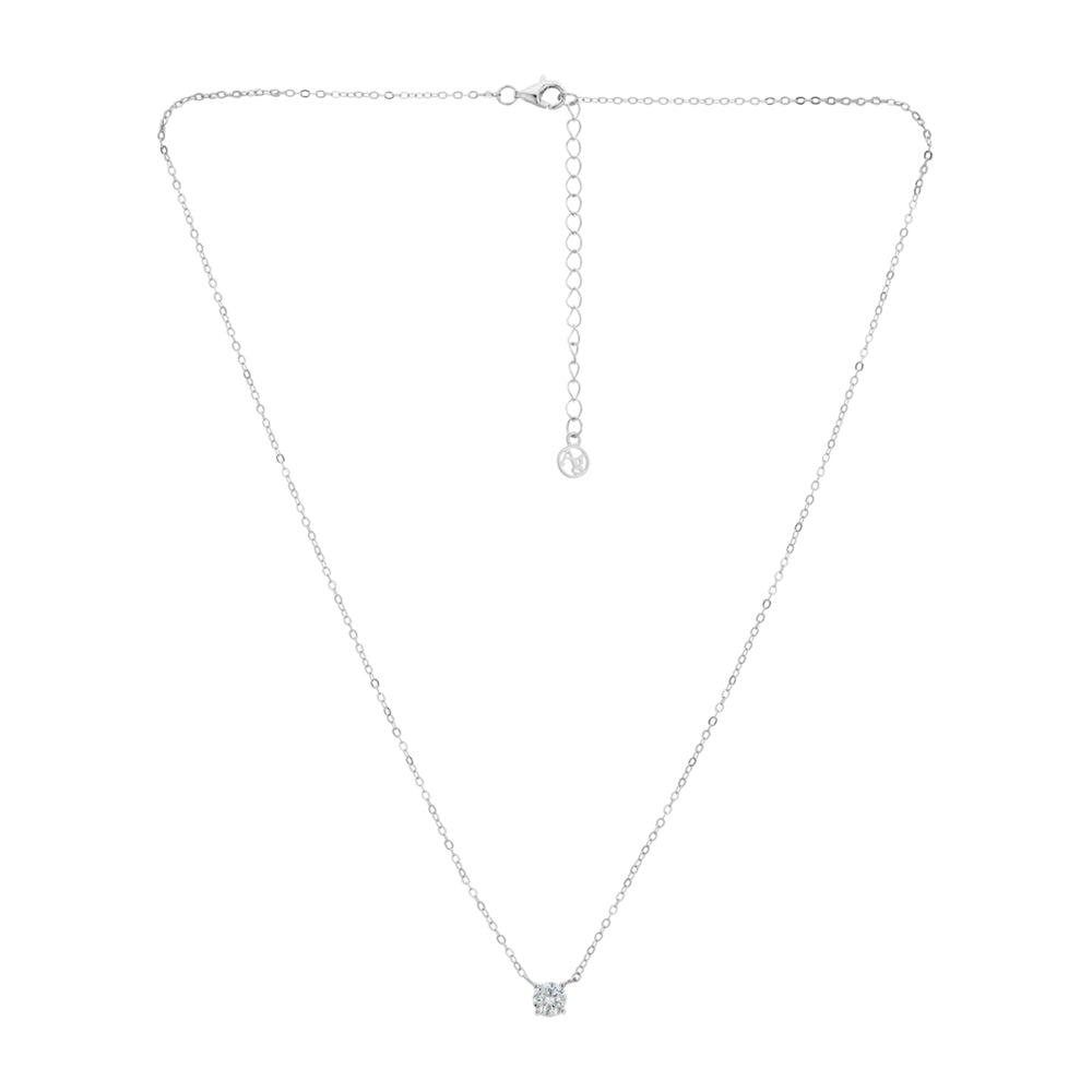 Argento Silver Solitaire Cubic Zirconia Necklace