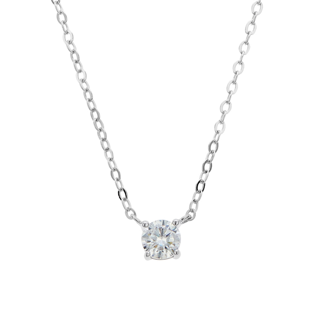 Argento Silver Solitaire Cubic Zirconia Necklace