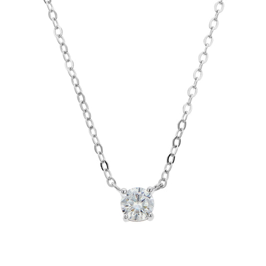 Argento Silver Solitaire Cubic Zirconia Necklace