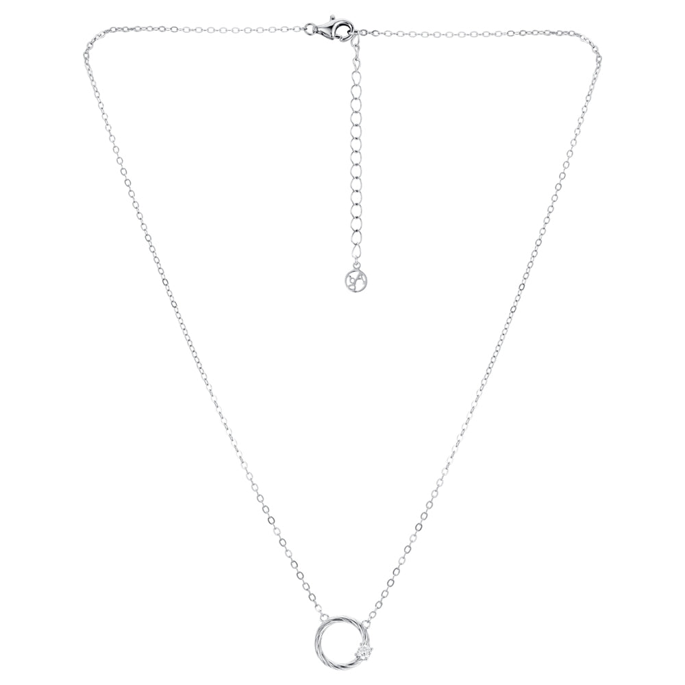 Argento Silver Delicacy Circle Crystal Necklace