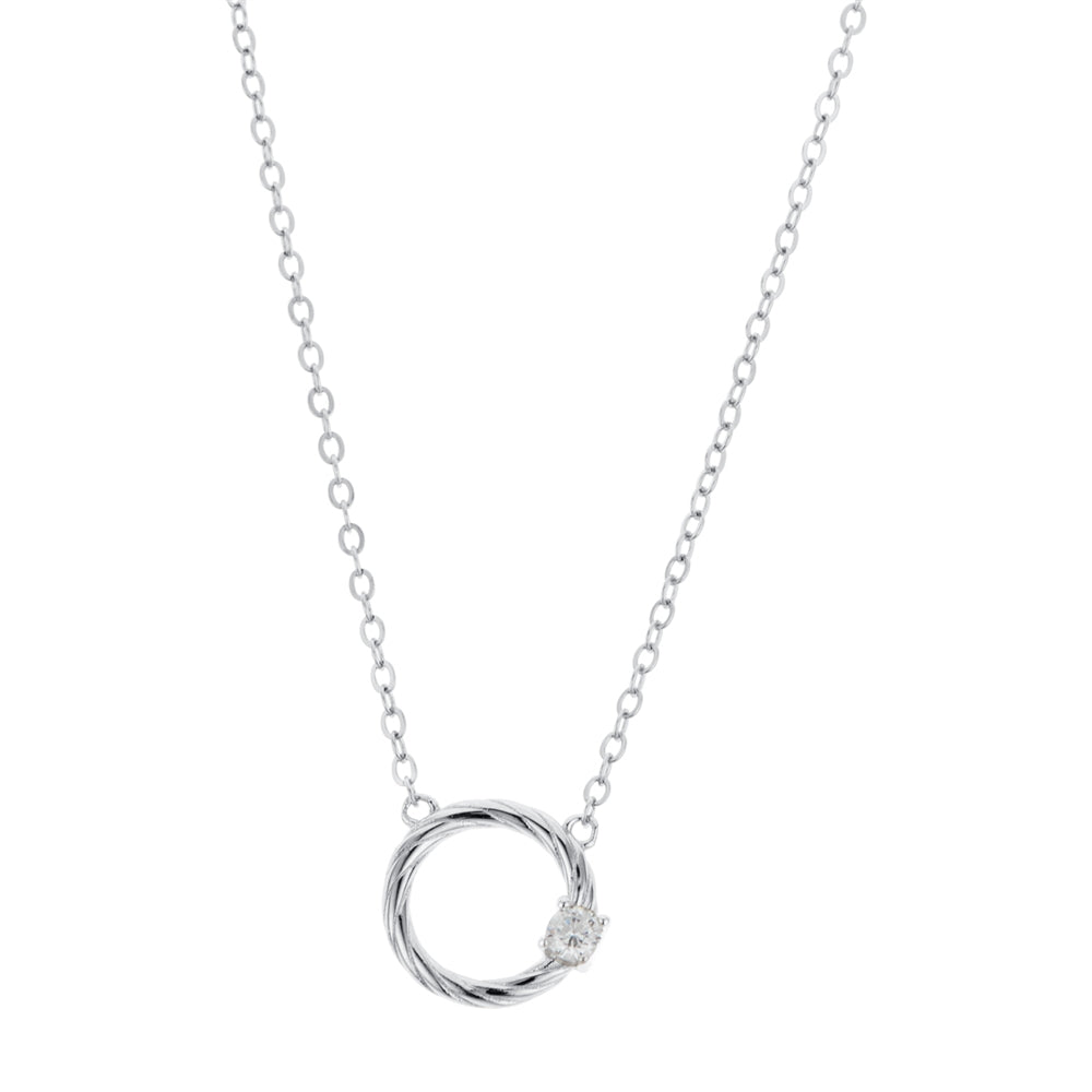 Argento Silver Delicacy Circle Crystal Necklace