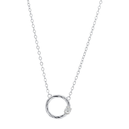 Argento Silver Delicacy Circle Crystal Necklace