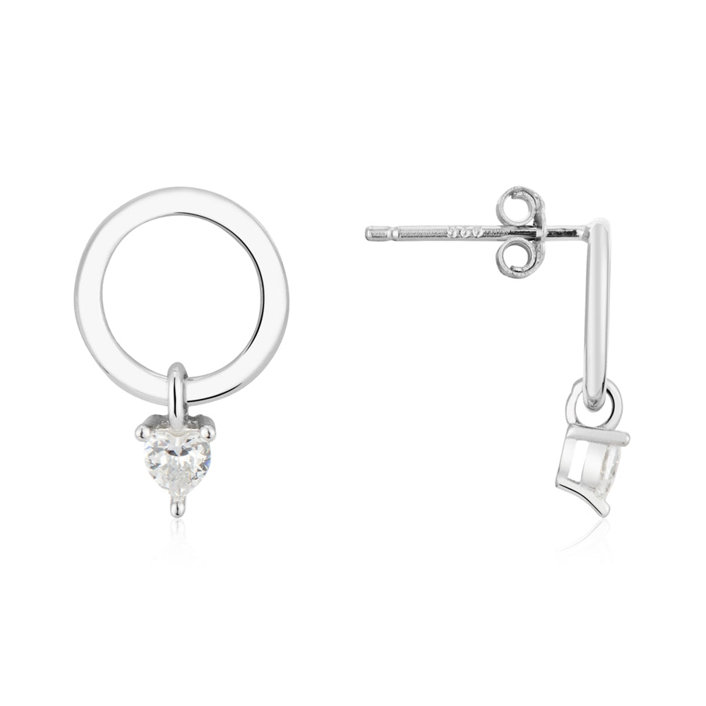 Argento Silver Delicacy Crystal Circle Studs