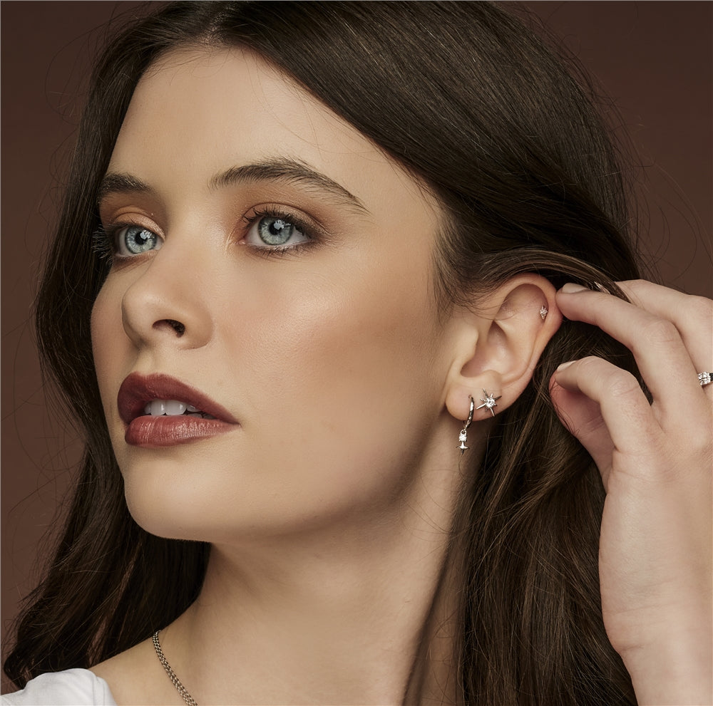Argento Silver Midnight Star Crystal Stud Earring