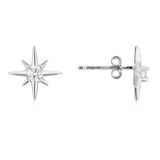 Argento Silver Midnight Star Crystal Stud Earring
