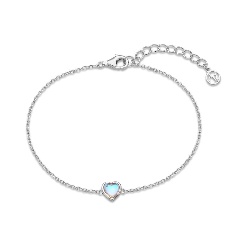 Argento Silver Mother of Pearl Heart Crystal Bracelet