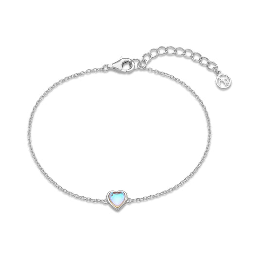 Argento Silver Mother of Pearl Heart Crystal Bracelet