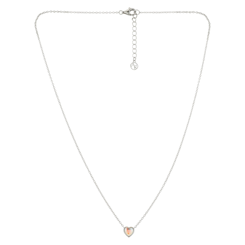 Argento Silver Mother of Pearl Heart Crystal Necklace