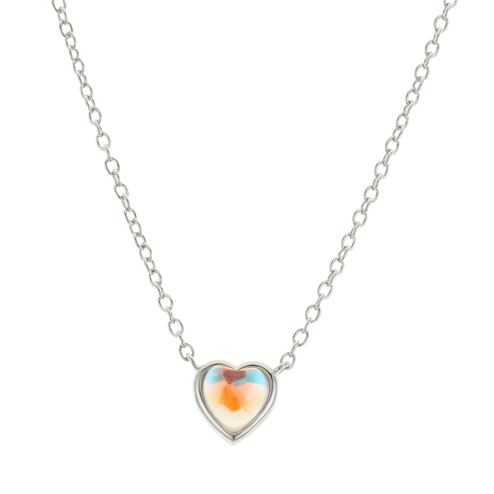 Argento Silver Mother of Pearl Heart Crystal Necklace