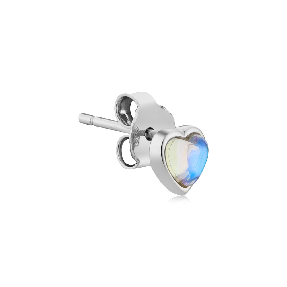 Argento Silver Mother of Pearl Heart Crystal Stud Earrings