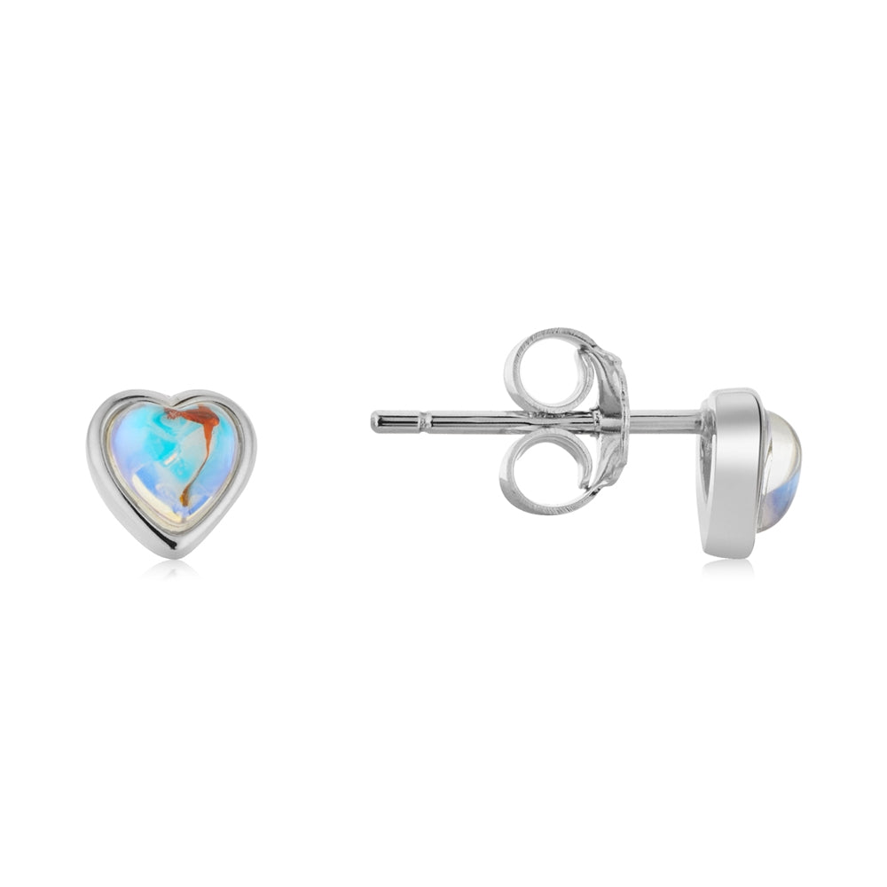 Argento Silver Mother of Pearl Heart Crystal Stud Earrings