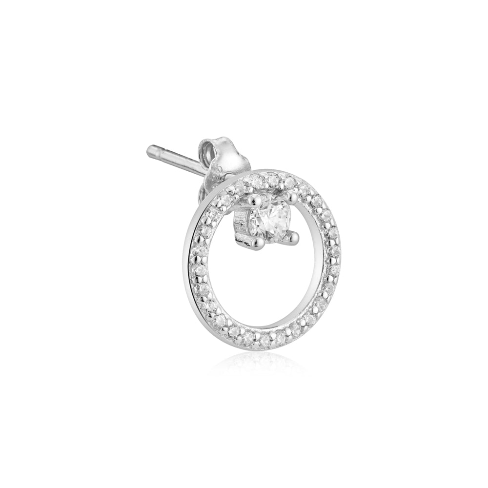 Argento Silver Open Circle Crystal Earrings