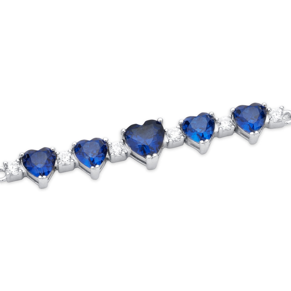 Argento Silver Sapphire Crystal Heart Bracelet