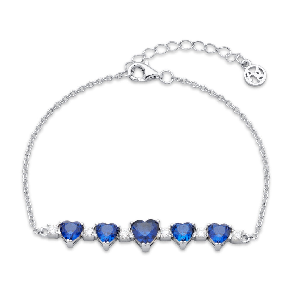 Argento Silver Sapphire Crystal Heart Bracelet