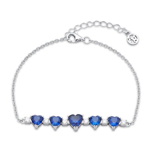 Argento Silver Sapphire Crystal Heart Bracelet