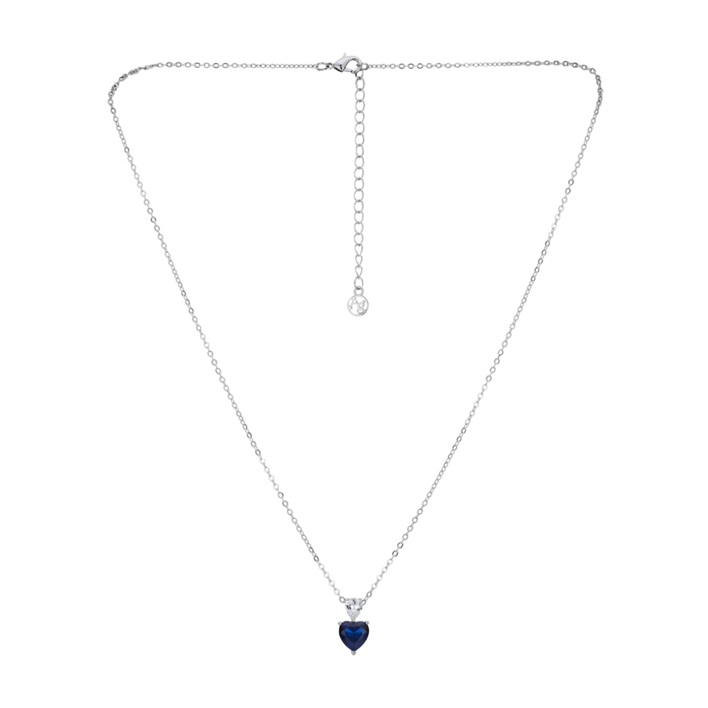 Argento Silver Sapphire Heart Crystal Necklace