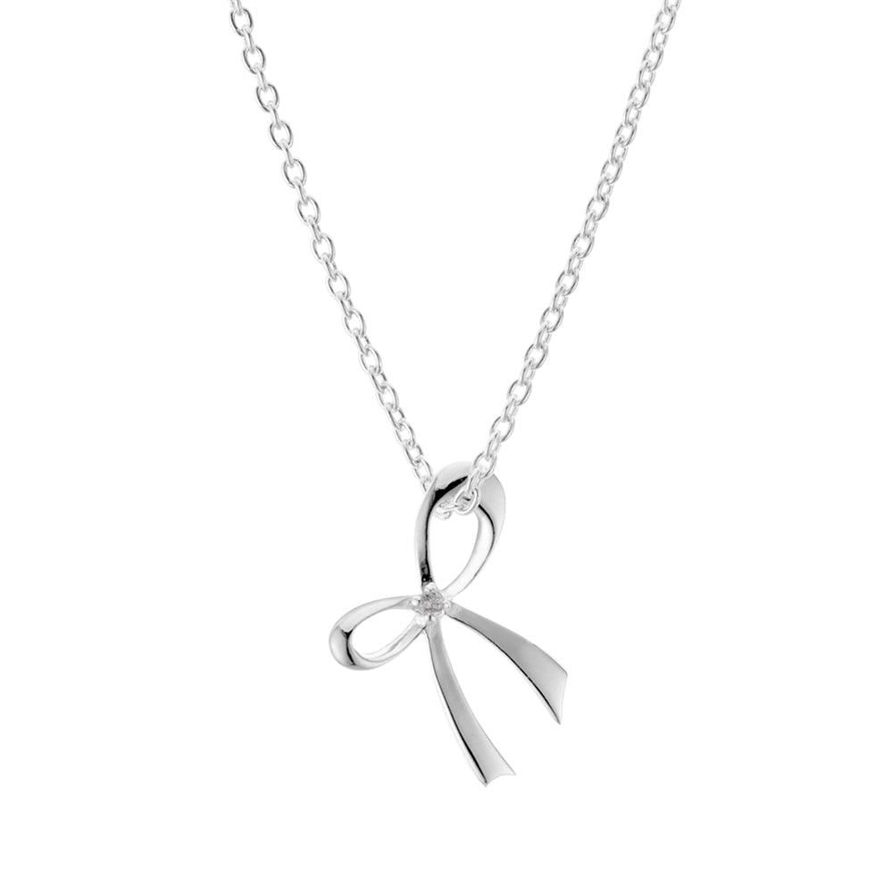 Argento Silver Simple Bow Necklace
