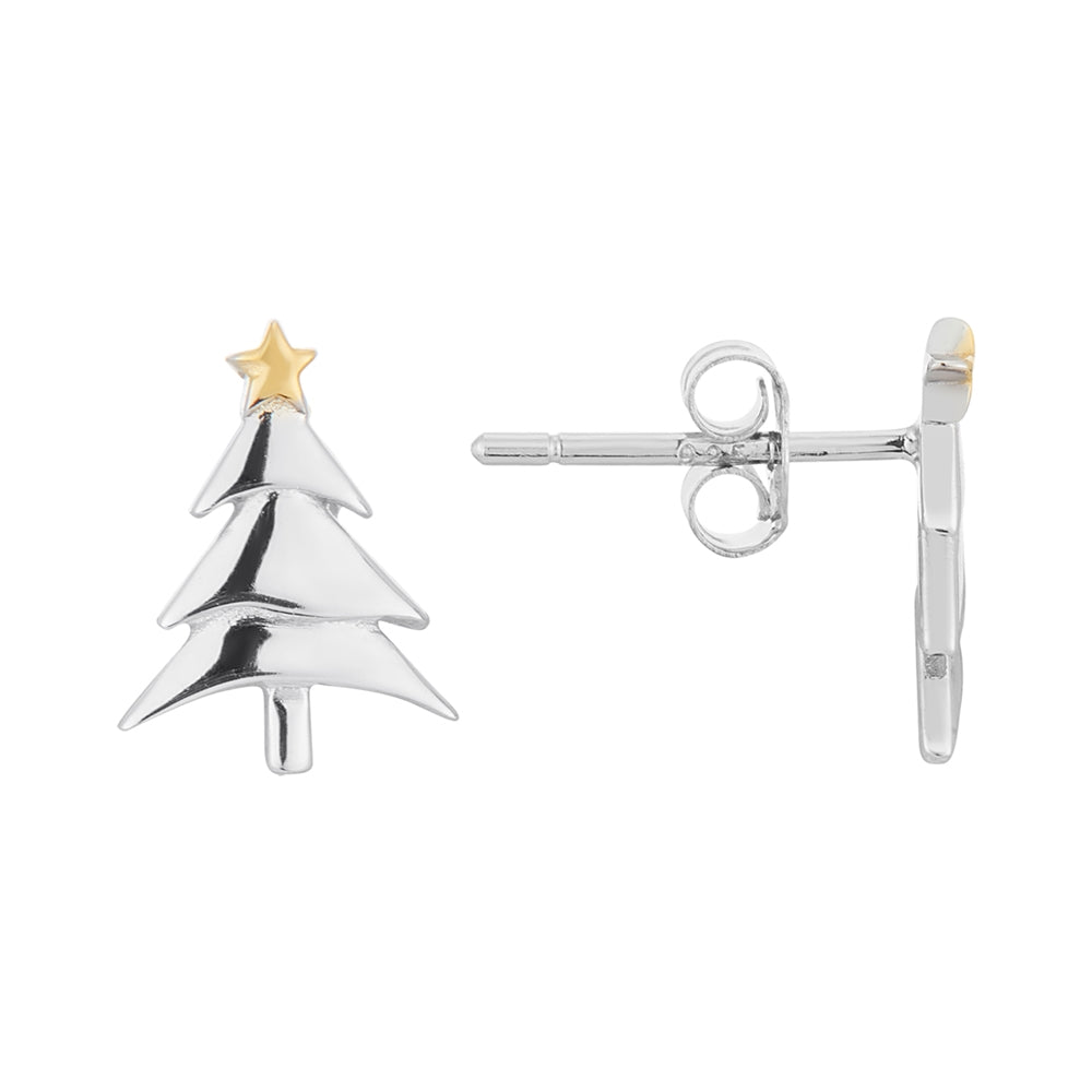 Argento Silver Simple Christmas Tree Earrings