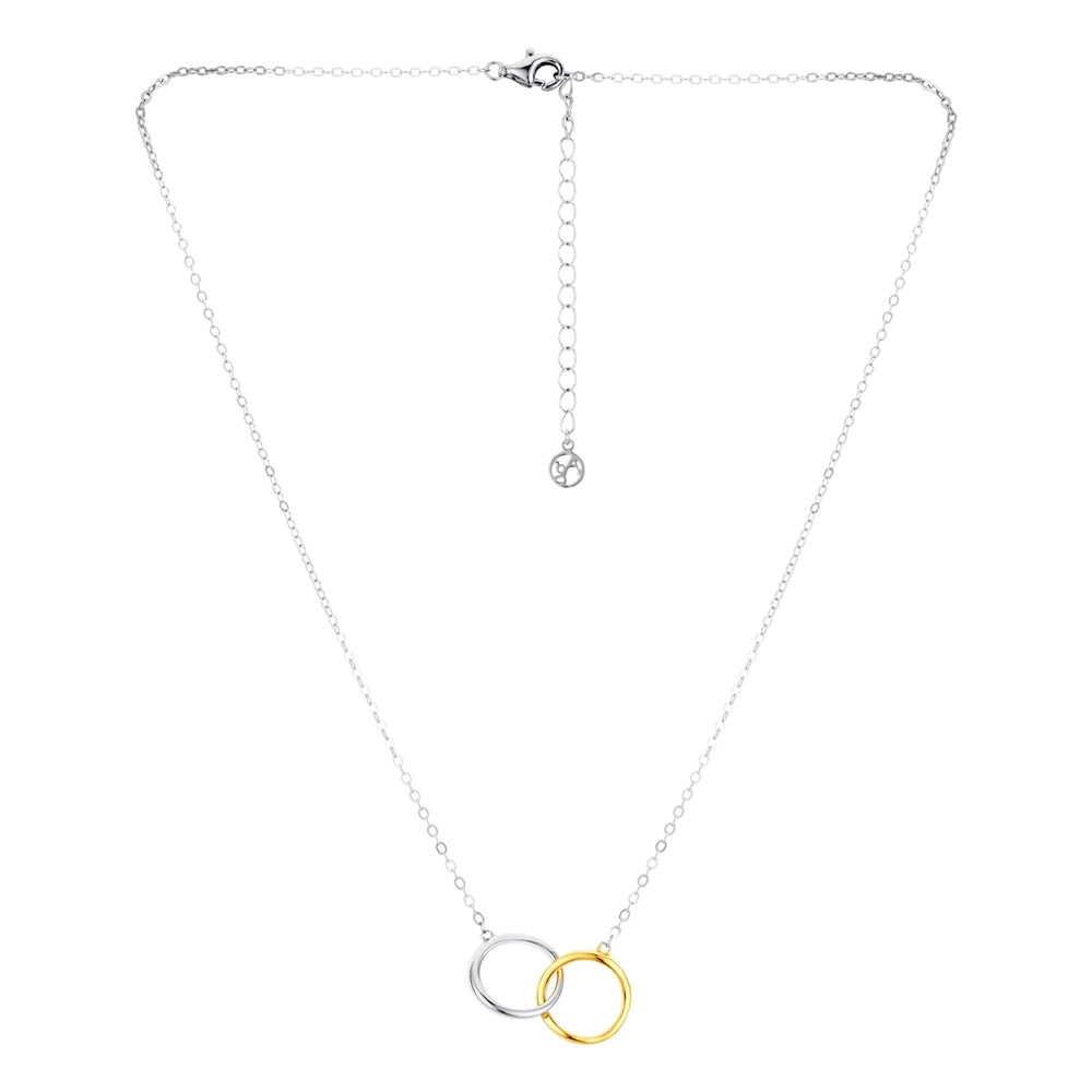 Argento Silver Two Tone Circle Link Necklace
