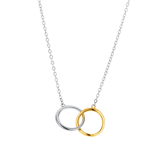 Argento Silver Two Tone Circle Link Necklace