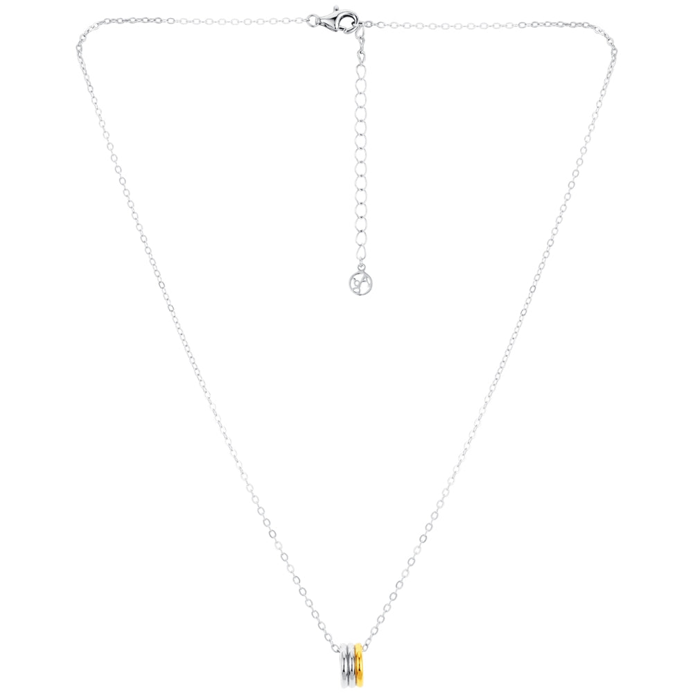 Argento Silver Two Tone Circle Ring Necklace