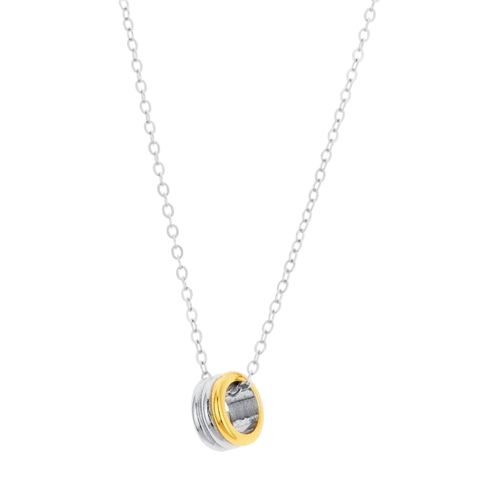 Argento Silver Two Tone Circle Ring Necklace