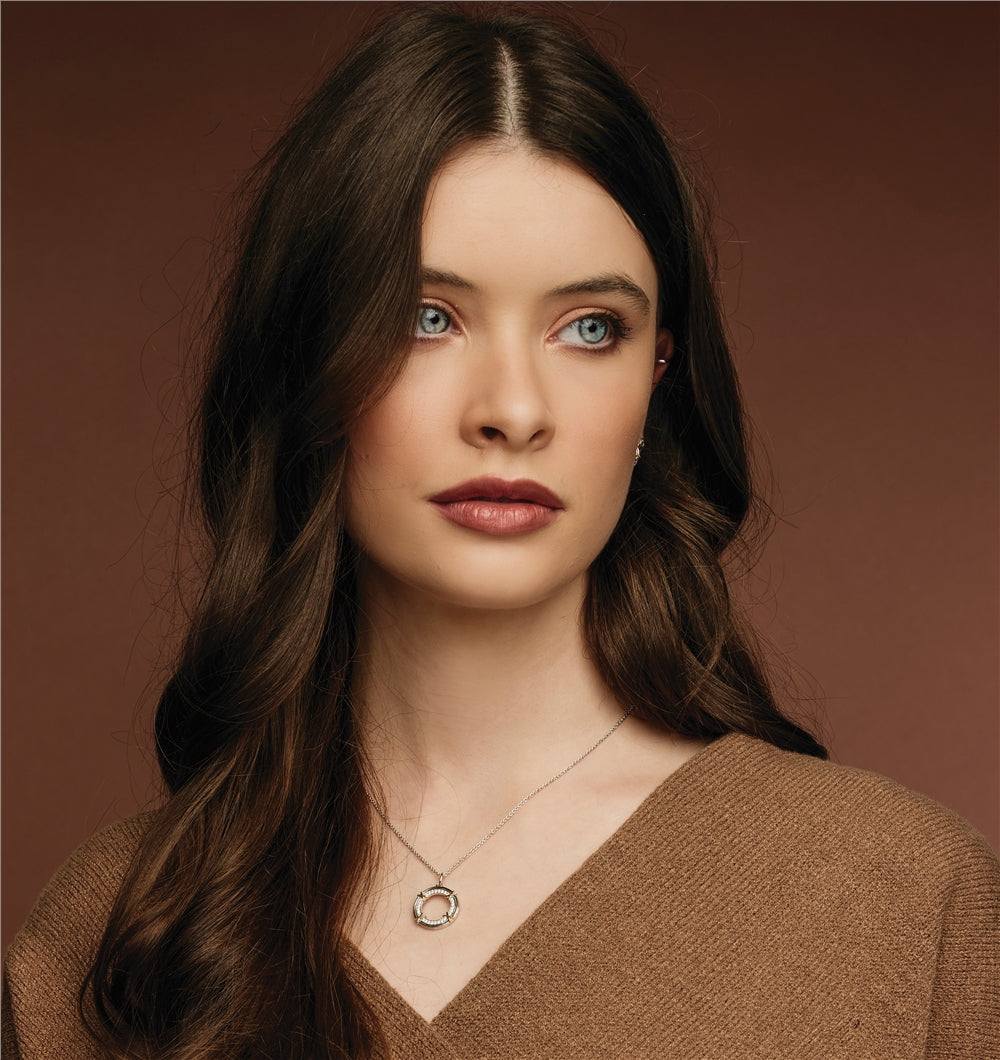 Argento Silver Two Tone Cross Circle Necklace