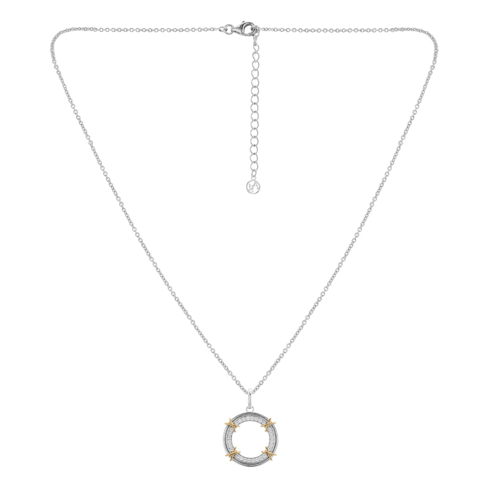 Argento Silver Two Tone Cross Circle Necklace