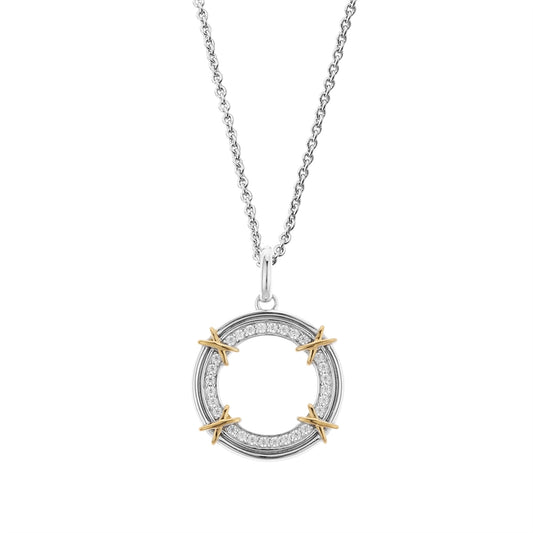 Argento Silver Two Tone Cross Circle Necklace