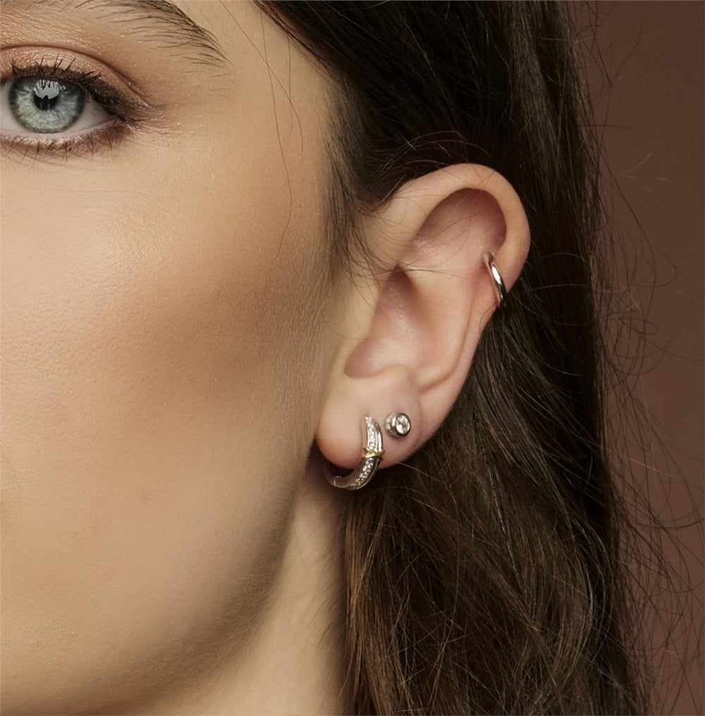 Argento Silver Two Tone Cross Hoop Earrings