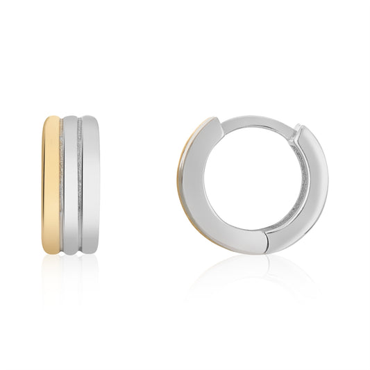 Argento Silver Two Tone Hoop Earrings