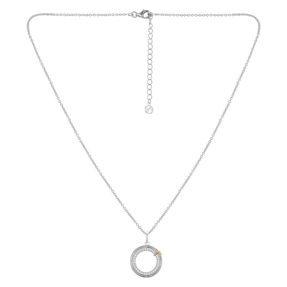 Argento Silver Two Tone Pave Circle Necklace