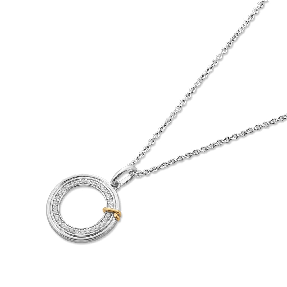 Argento Silver Two Tone Pave Circle Necklace