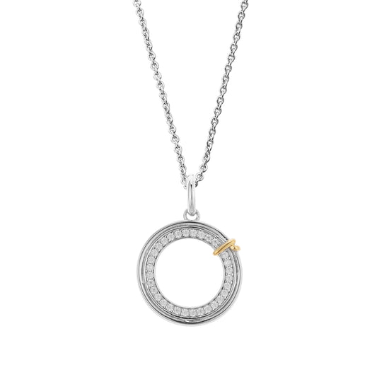 Argento Silver Two Tone Pave Circle Necklace