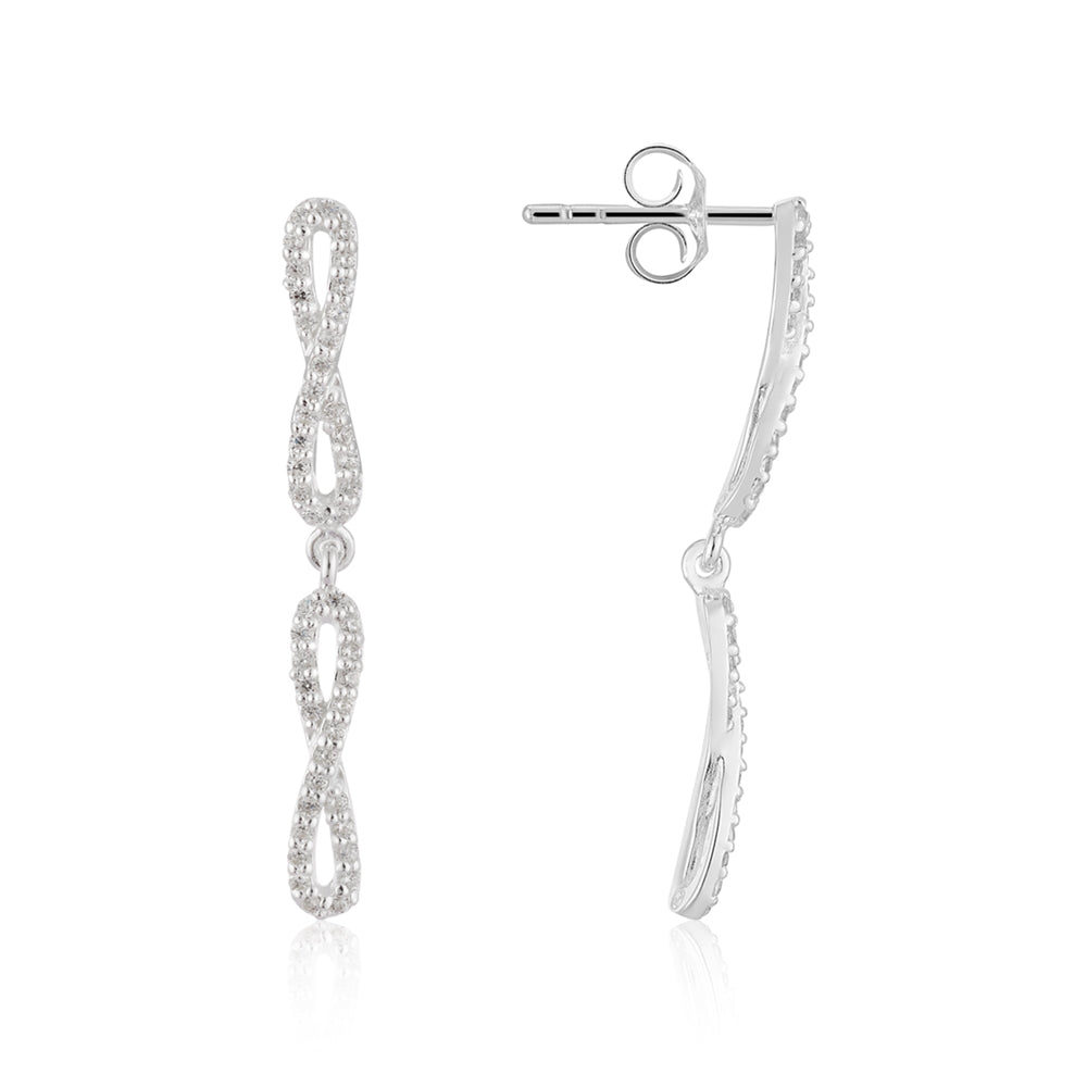 Argento Silver Crystal Infinity Drop Earrings