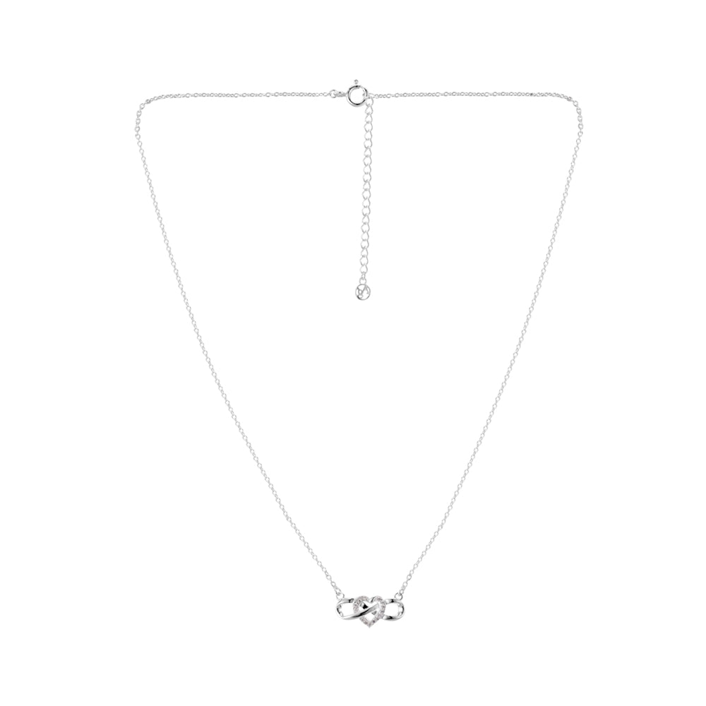 Argento Silver Infinity Heart Crystal Necklace