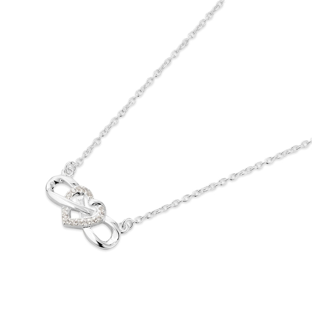 Argento Silver Infinity Heart Crystal Necklace