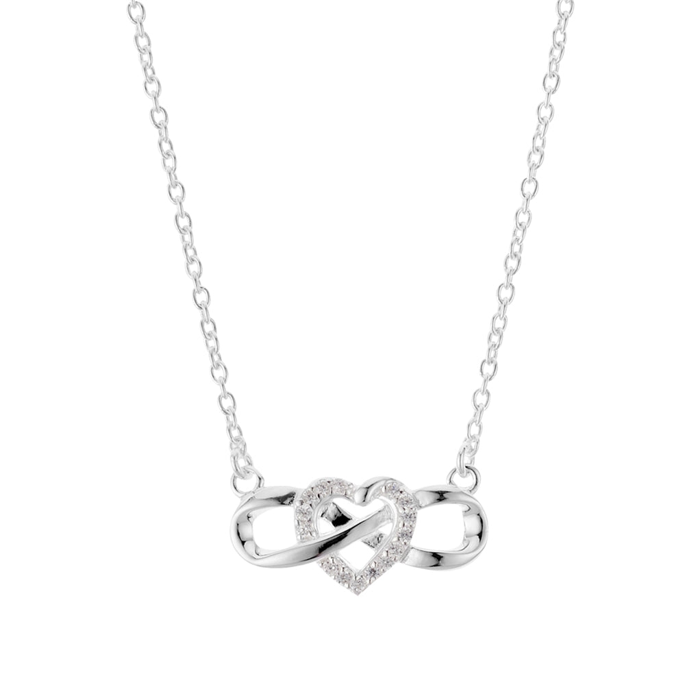 Argento Silver Infinity Heart Crystal Necklace