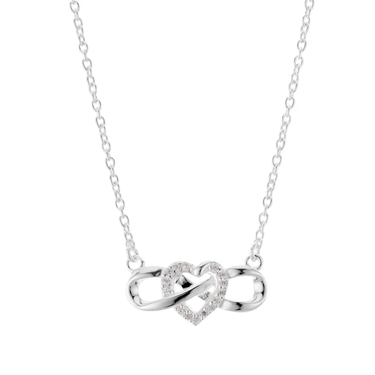 Argento Silver Infinity Heart Crystal Necklace