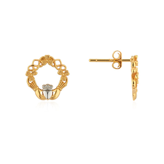 Argento Silver Two Tone Claddagh Earrings